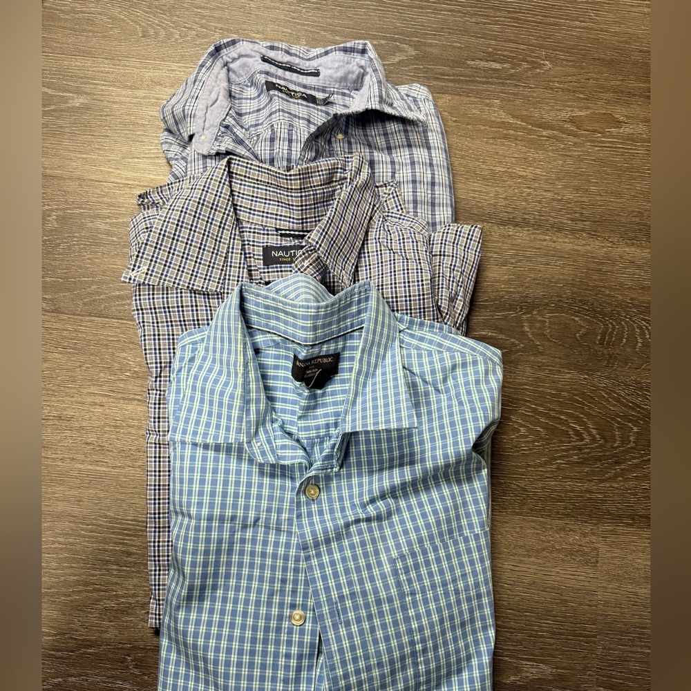 3 Men's Checkered button down Dress Shirts